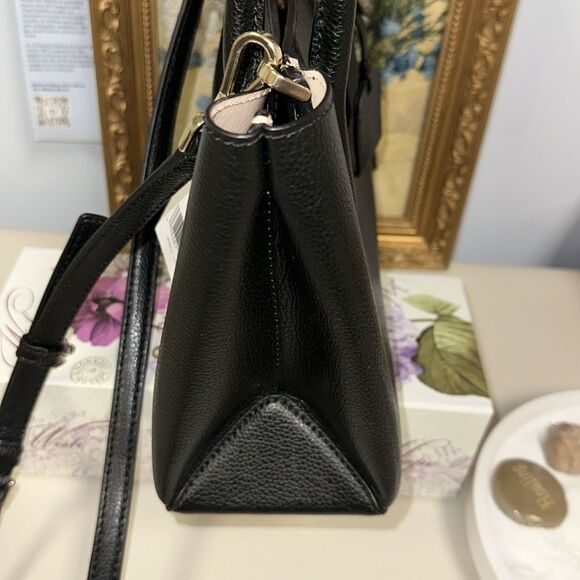 kate spade Eva Black Pebbled Leather Mid Sized  Satchel Crossbody Bag - Picture 8 of 10